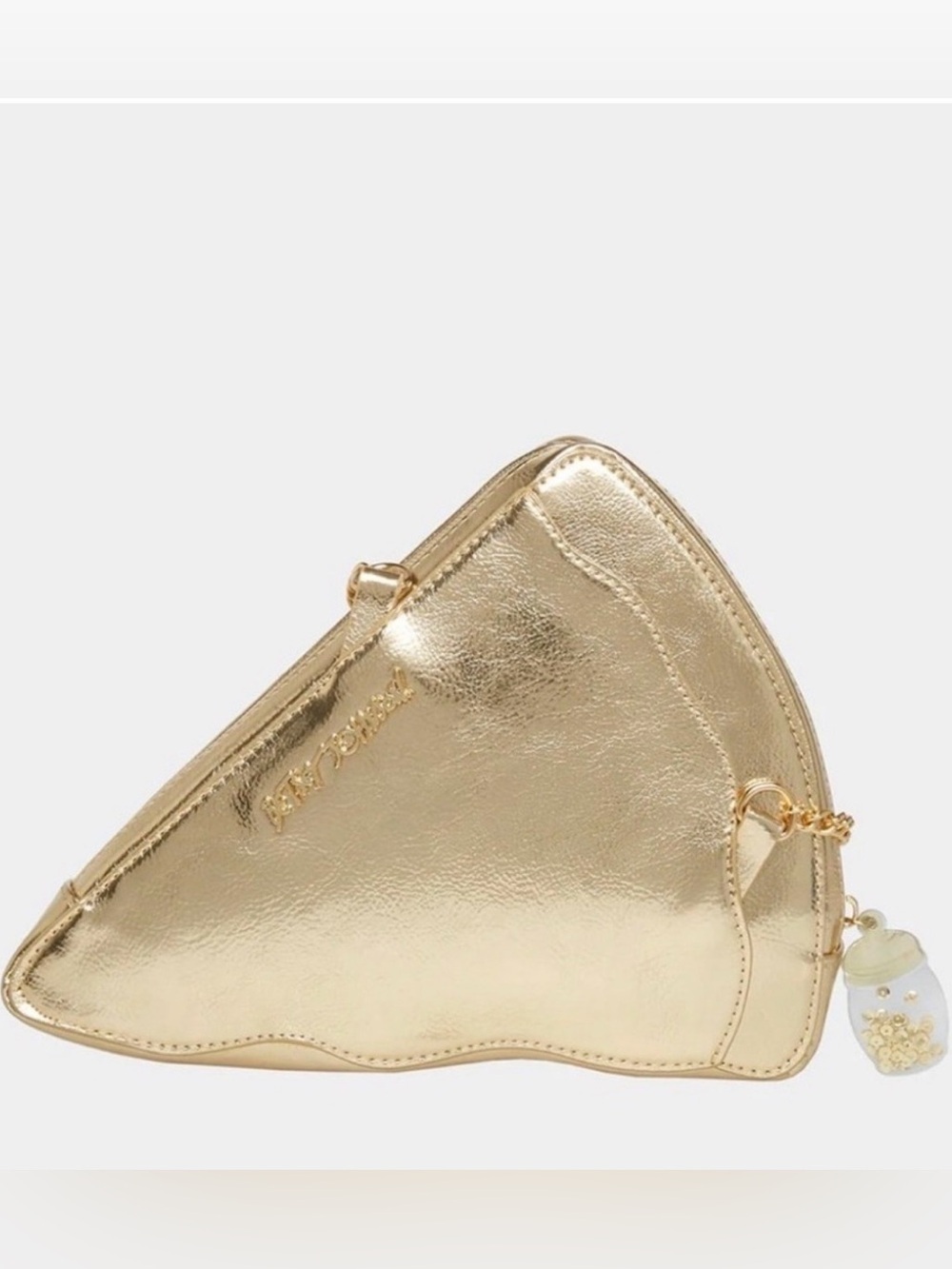 🍕1st Edt. Betsey Johnson Kitsch Pizza bag w hanging cheese & Parmesan zip tab - Picture 4 of 10